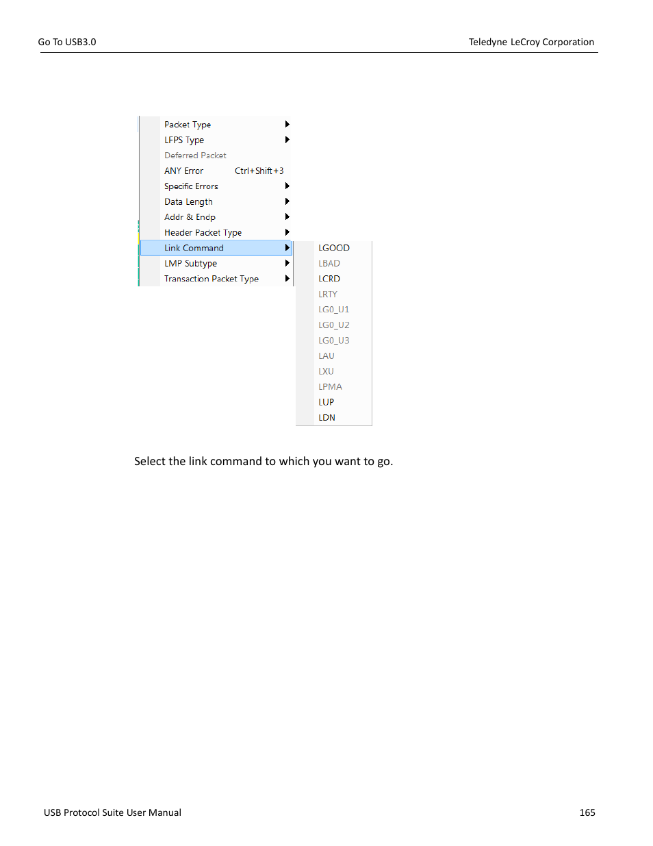 9 link command | Teledyne LeCroy USB Protocol Suite User Manual (Voyager_Advisor T3_Mercury) User Manual | Page 165 / 414