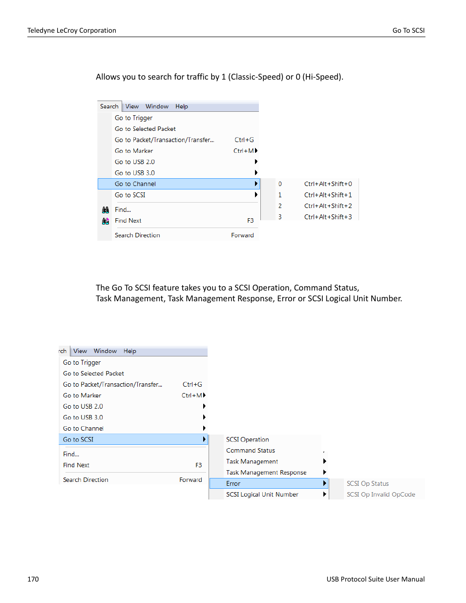 14 go to channel, 7 go to scsi, 1 error | Teledyne LeCroy USB Protocol Suite User Manual (Voyager_Advisor T3_Mercury) User Manual | Page 170 / 414
