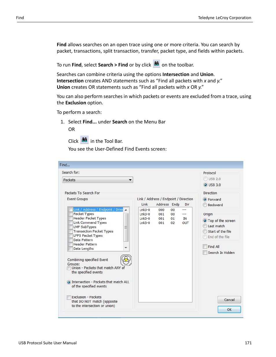8 find | Teledyne LeCroy USB Protocol Suite User Manual (Voyager_Advisor T3_Mercury) User Manual | Page 171 / 414