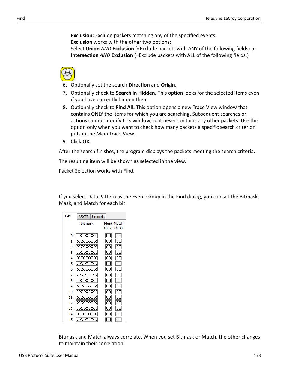 1 data pattern mask and match | Teledyne LeCroy USB Protocol Suite User Manual (Voyager_Advisor T3_Mercury) User Manual | Page 173 / 414