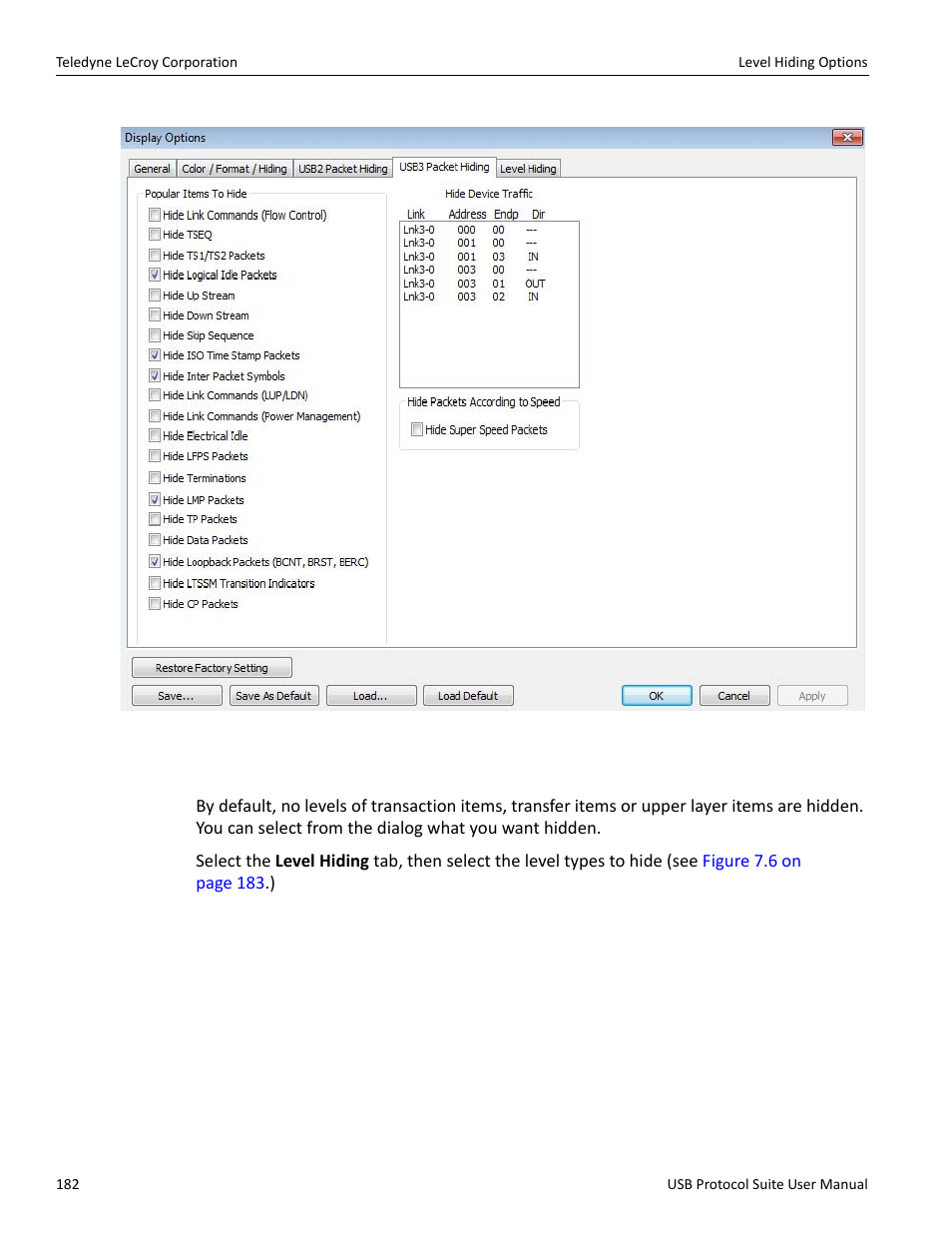 5 level hiding options | Teledyne LeCroy USB Protocol Suite User Manual (Voyager_Advisor T3_Mercury) User Manual | Page 182 / 414