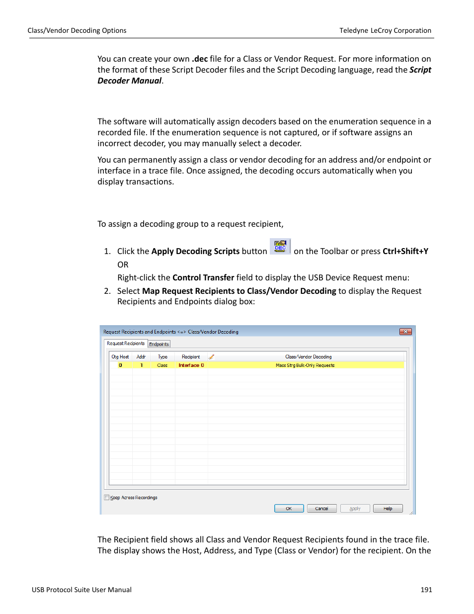 2 class/vendor decoding options | Teledyne LeCroy USB Protocol Suite User Manual (Voyager_Advisor T3_Mercury) User Manual | Page 191 / 414