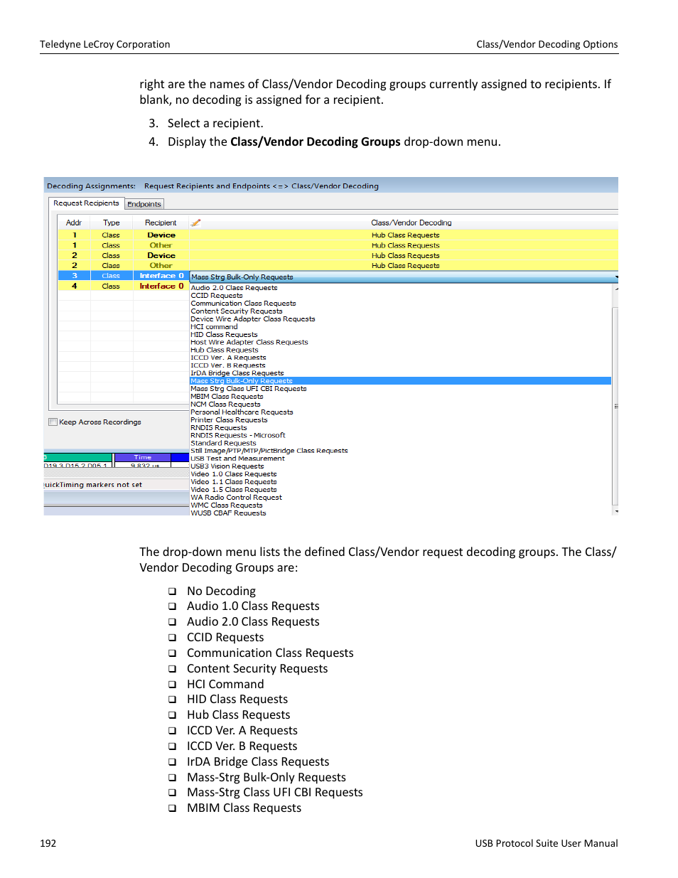Teledyne LeCroy USB Protocol Suite User Manual (Voyager_Advisor T3_Mercury) User Manual | Page 192 / 414