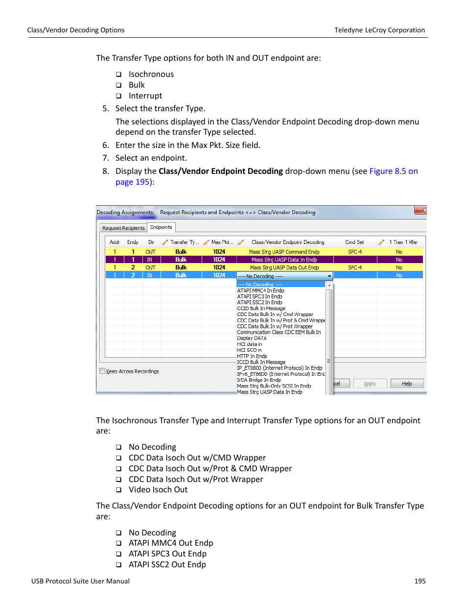 Teledyne LeCroy USB Protocol Suite User Manual (Voyager_Advisor T3_Mercury) User Manual | Page 195 / 414