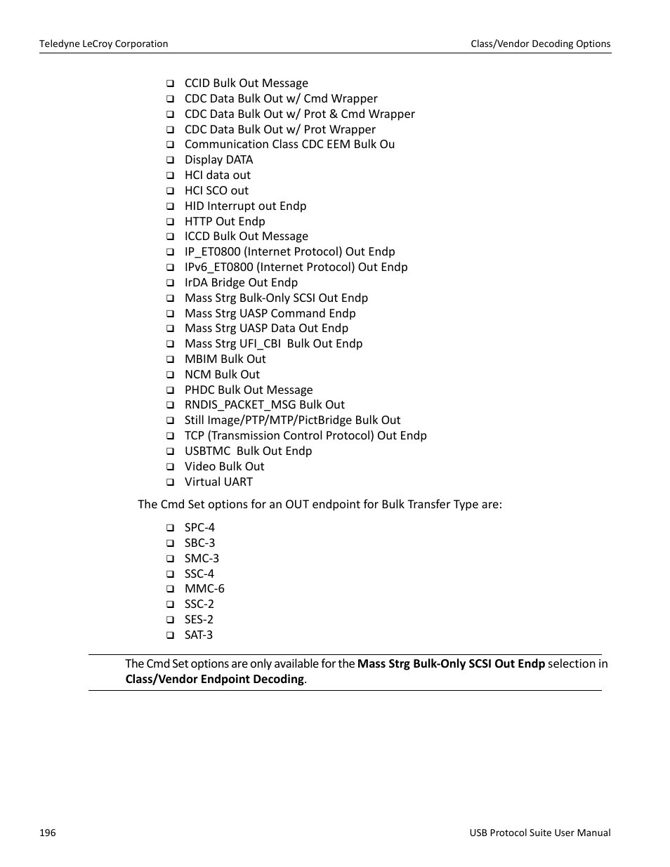 Teledyne LeCroy USB Protocol Suite User Manual (Voyager_Advisor T3_Mercury) User Manual | Page 196 / 414