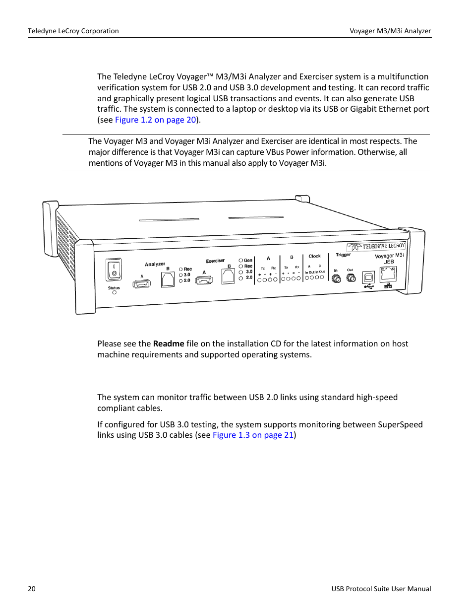 2 voyager m3/m3i analyzer, 1 usb 2.0 and usb 3.0 features | Teledyne LeCroy USB Protocol Suite User Manual (Voyager_Advisor T3_Mercury) User Manual | Page 20 / 414