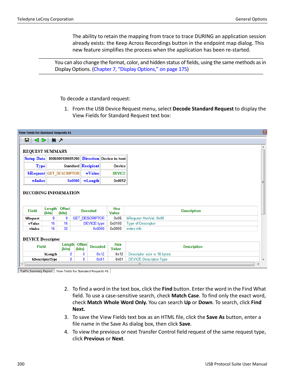 2 decoding standard requests | Teledyne LeCroy USB Protocol Suite User Manual (Voyager_Advisor T3_Mercury) User Manual | Page 200 / 414