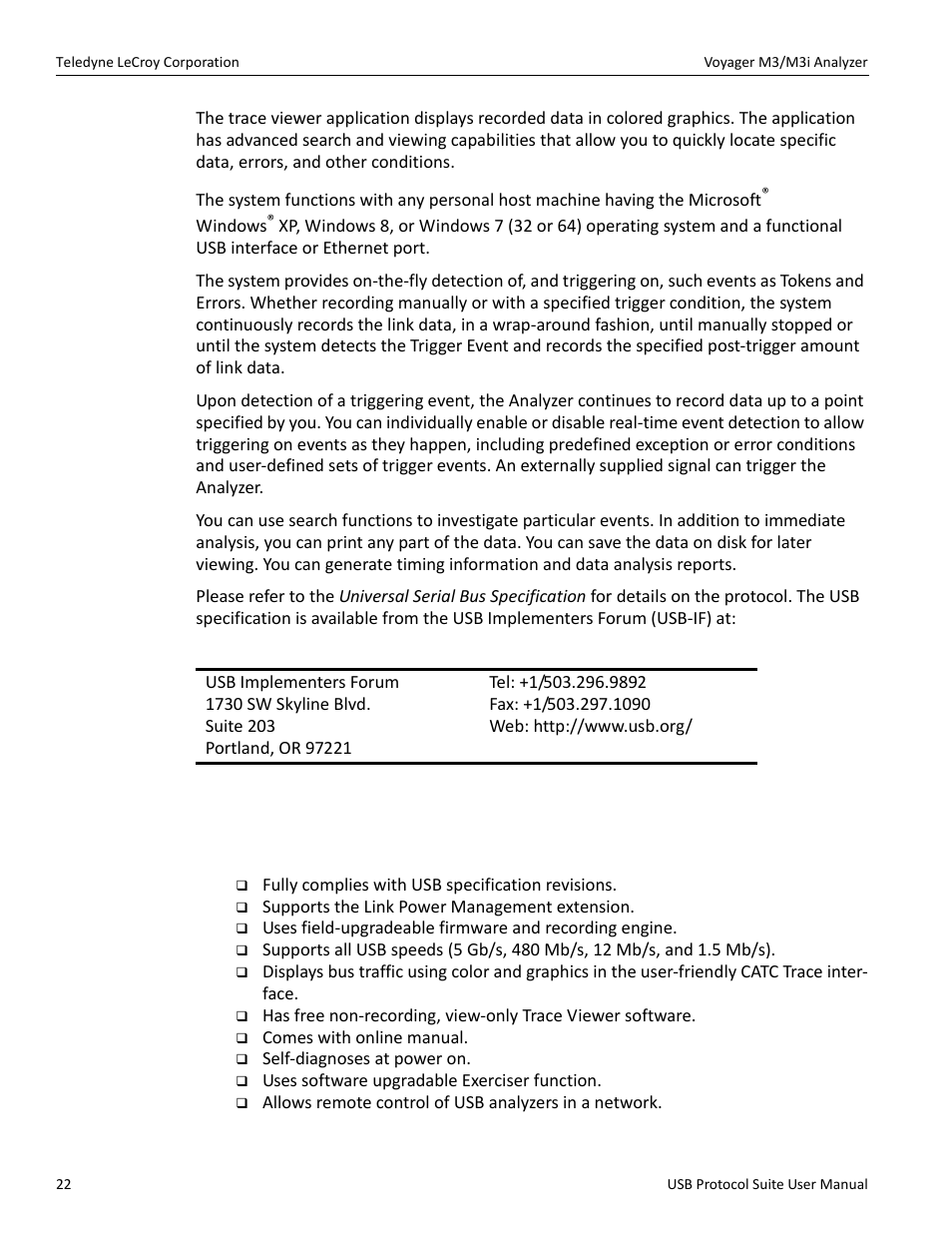 3 features, General | Teledyne LeCroy USB Protocol Suite User Manual (Voyager_Advisor T3_Mercury) User Manual | Page 22 / 414