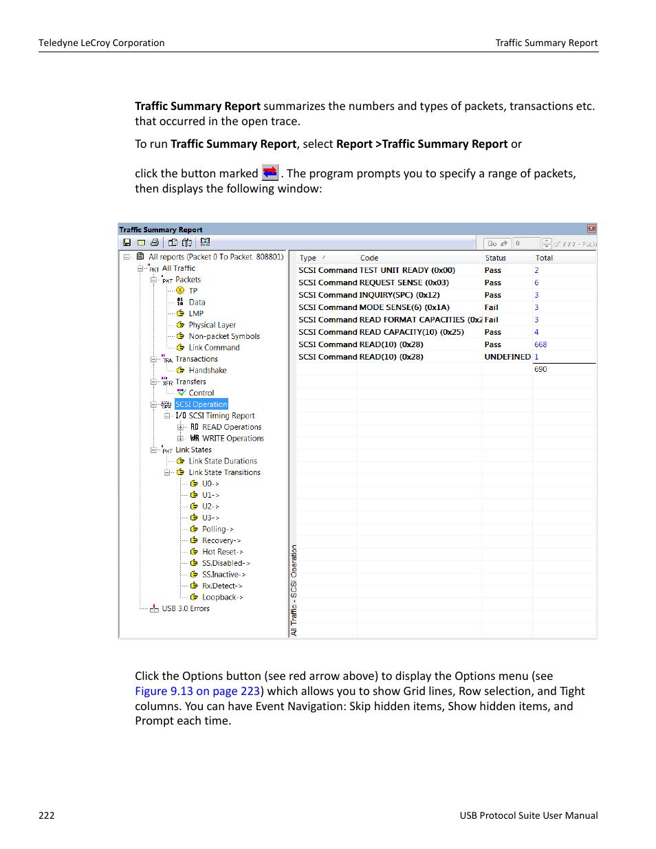 6 traffic summary report, Traffic summary report | Teledyne LeCroy USB Protocol Suite User Manual (Voyager_Advisor T3_Mercury) User Manual | Page 222 / 414