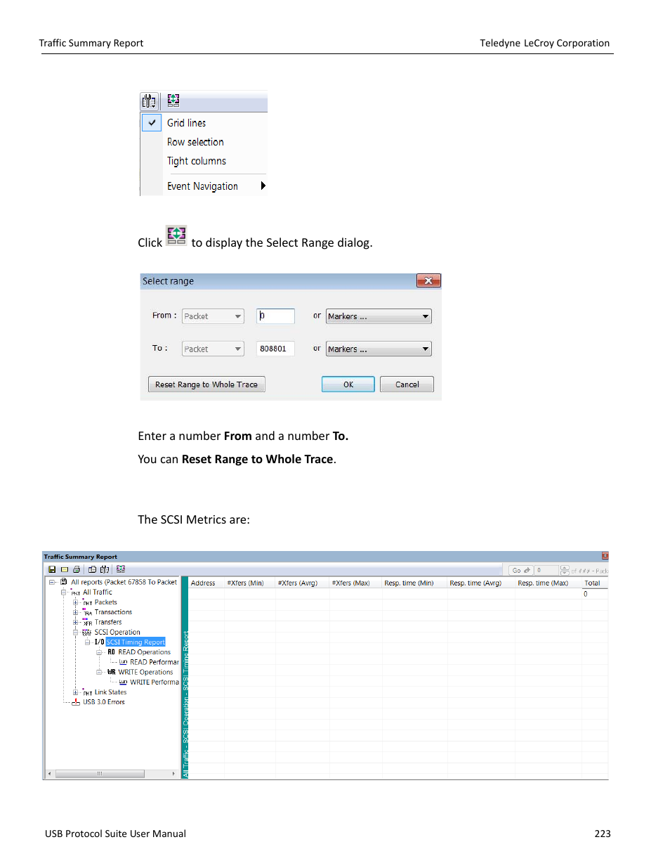 1 scsi metrics | Teledyne LeCroy USB Protocol Suite User Manual (Voyager_Advisor T3_Mercury) User Manual | Page 223 / 414