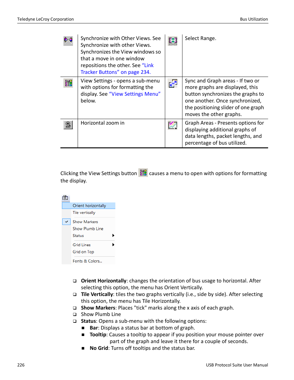 2 view settings menu | Teledyne LeCroy USB Protocol Suite User Manual (Voyager_Advisor T3_Mercury) User Manual | Page 226 / 414
