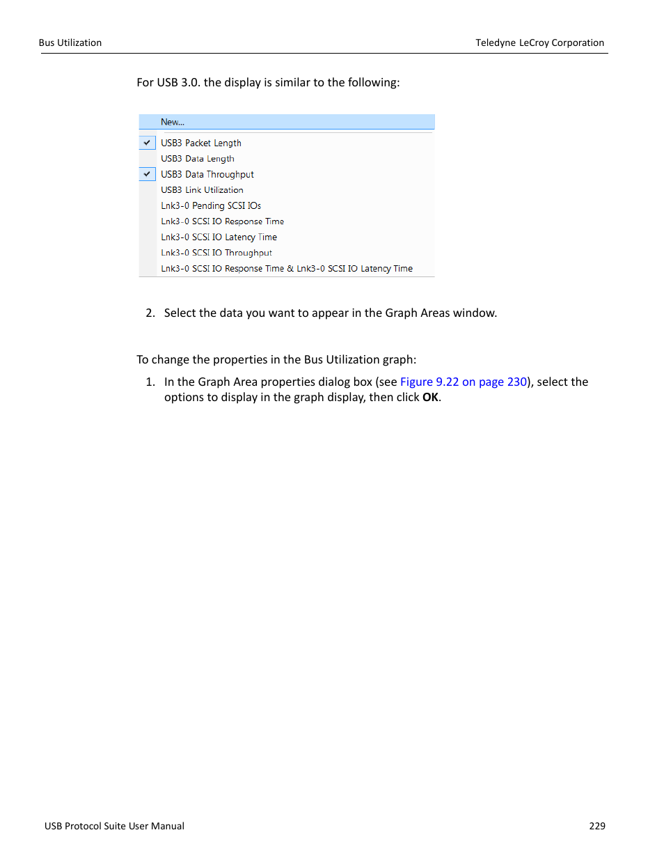 Change the properties in the bus utilization graph | Teledyne LeCroy USB Protocol Suite User Manual (Voyager_Advisor T3_Mercury) User Manual | Page 229 / 414