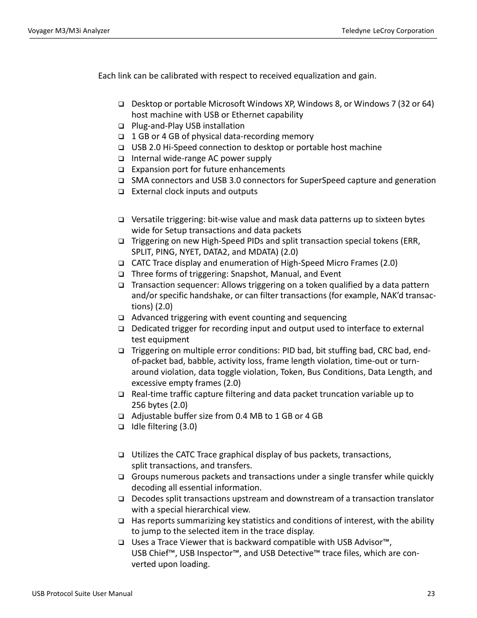 Flexible 3.0 calibration, Physical components, Recording options | Display options | Teledyne LeCroy USB Protocol Suite User Manual (Voyager_Advisor T3_Mercury) User Manual | Page 23 / 414