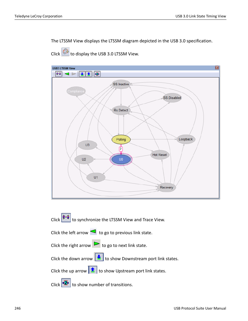 2 usb 3.0 ltssm view, Usb 3.0 ltssm view” on | Teledyne LeCroy USB Protocol Suite User Manual (Voyager_Advisor T3_Mercury) User Manual | Page 246 / 414