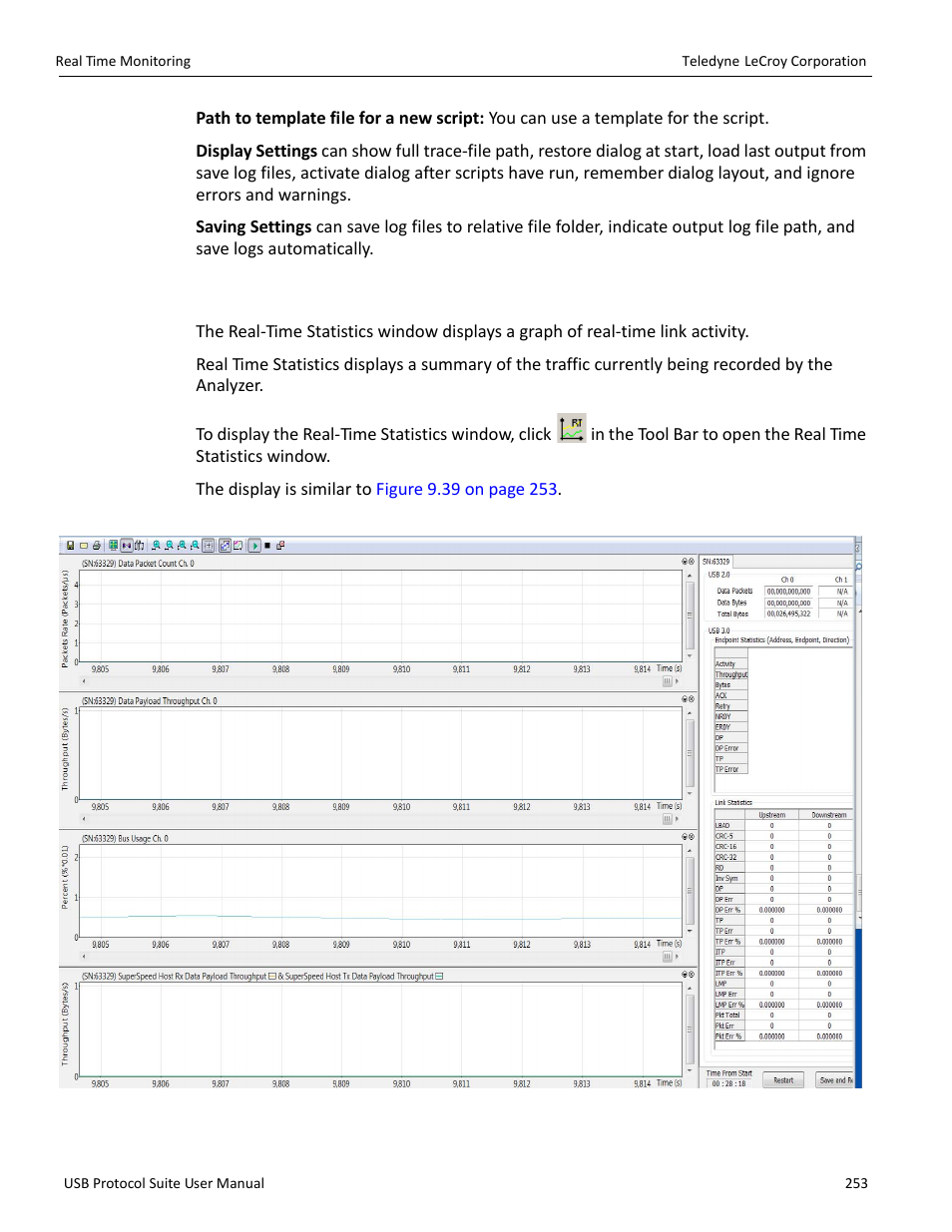 14 real time monitoring, Real time monitoring | Teledyne LeCroy USB Protocol Suite User Manual (Voyager_Advisor T3_Mercury) User Manual | Page 253 / 414
