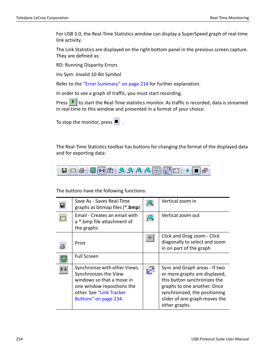 1 real-time statistics buttons | Teledyne LeCroy USB Protocol Suite User Manual (Voyager_Advisor T3_Mercury) User Manual | Page 254 / 414