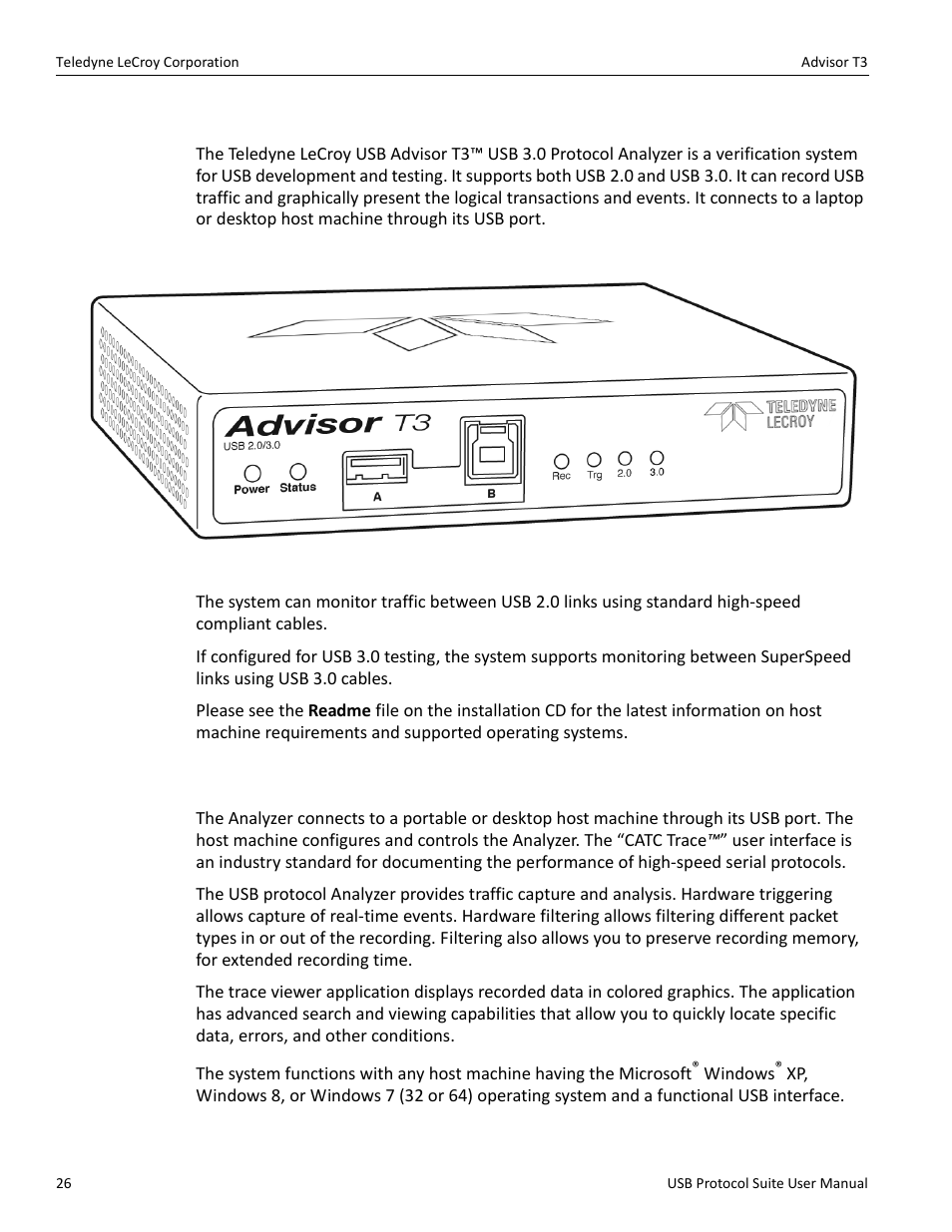 3 advisor t3, 1 general description | Teledyne LeCroy USB Protocol Suite User Manual (Voyager_Advisor T3_Mercury) User Manual | Page 26 / 414