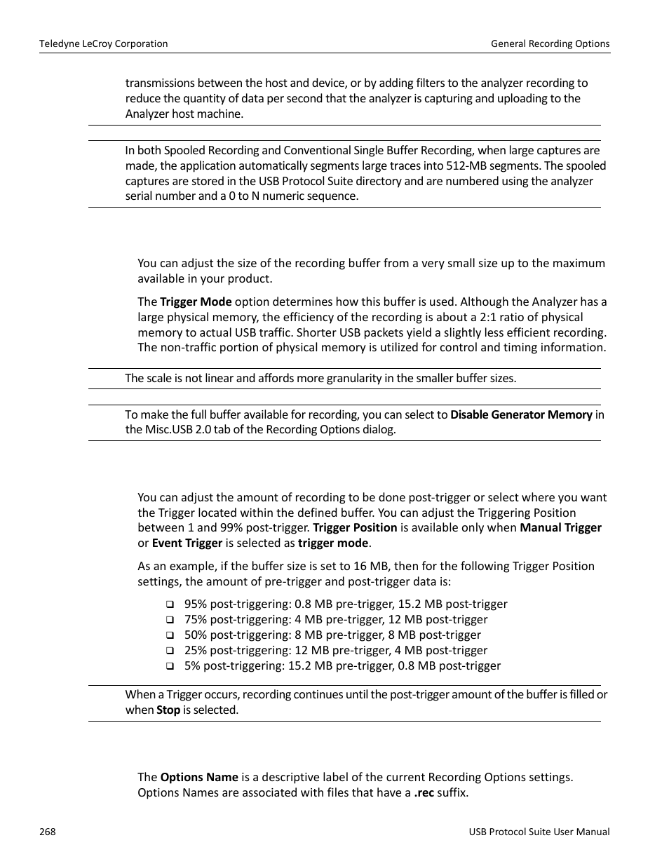 5 buffer size, 6 trigger position, 7 options name | Teledyne LeCroy USB Protocol Suite User Manual (Voyager_Advisor T3_Mercury) User Manual | Page 268 / 414