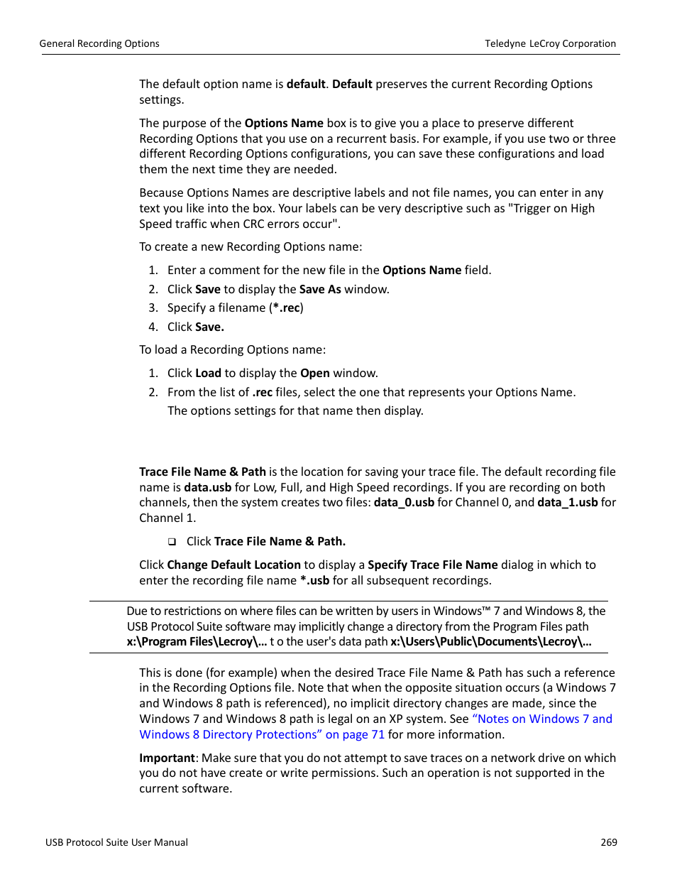 8 trace file name & path | Teledyne LeCroy USB Protocol Suite User Manual (Voyager_Advisor T3_Mercury) User Manual | Page 269 / 414