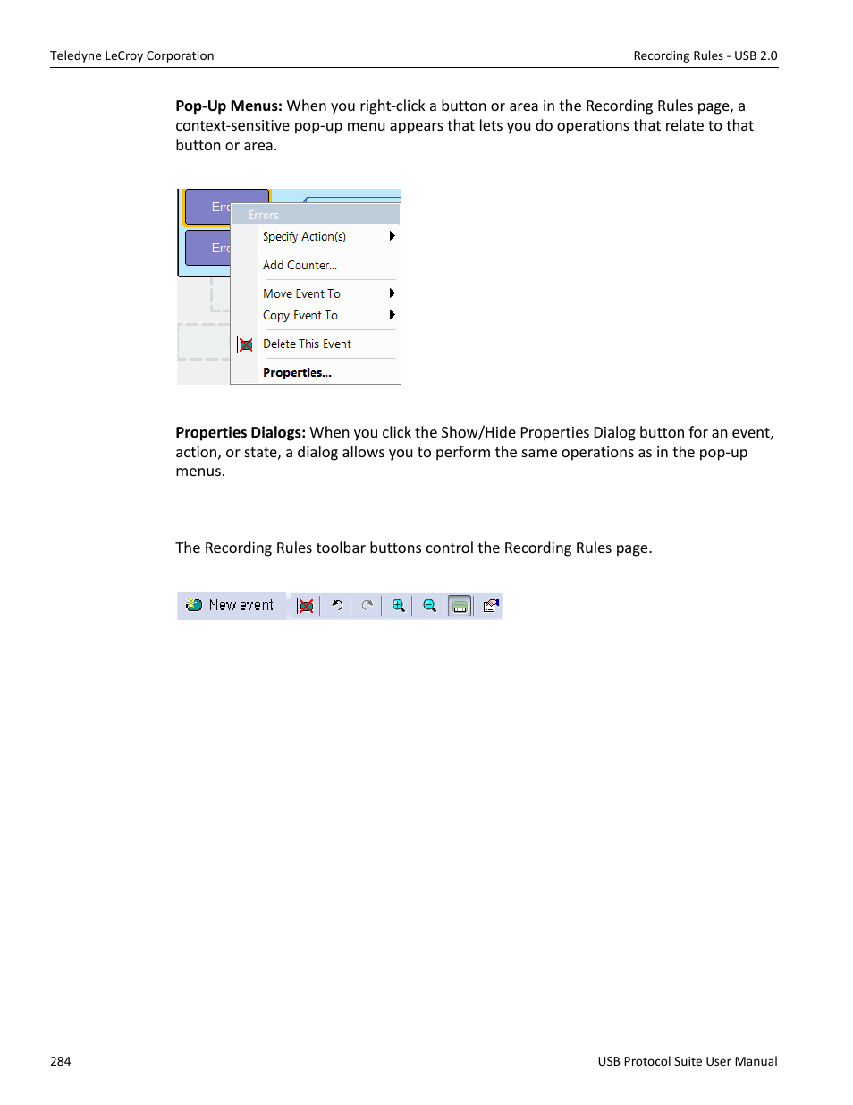 1 recording rules toolbar | Teledyne LeCroy USB Protocol Suite User Manual (Voyager_Advisor T3_Mercury) User Manual | Page 284 / 414