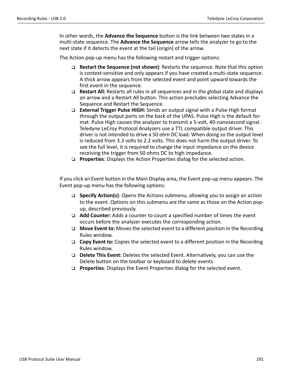 Event pop-up menu | Teledyne LeCroy USB Protocol Suite User Manual (Voyager_Advisor T3_Mercury) User Manual | Page 291 / 414