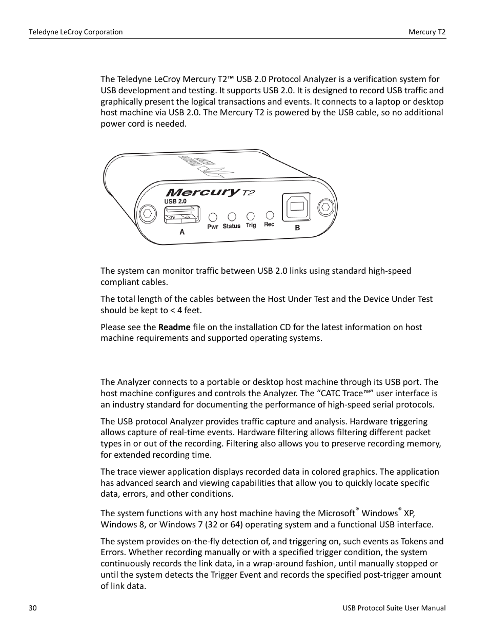 4 mercury t2, 1 general description | Teledyne LeCroy USB Protocol Suite User Manual (Voyager_Advisor T3_Mercury) User Manual | Page 30 / 414