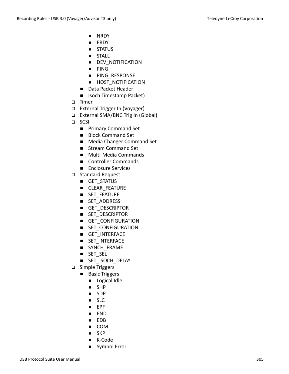 Teledyne LeCroy USB Protocol Suite User Manual (Voyager_Advisor T3_Mercury) User Manual | Page 305 / 414
