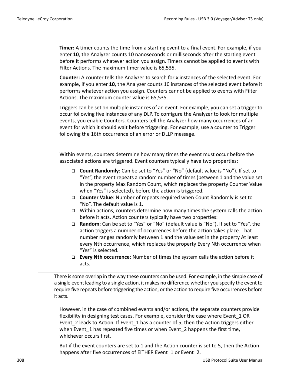 9 counters and timers for usb 3.0 | Teledyne LeCroy USB Protocol Suite User Manual (Voyager_Advisor T3_Mercury) User Manual | Page 308 / 414