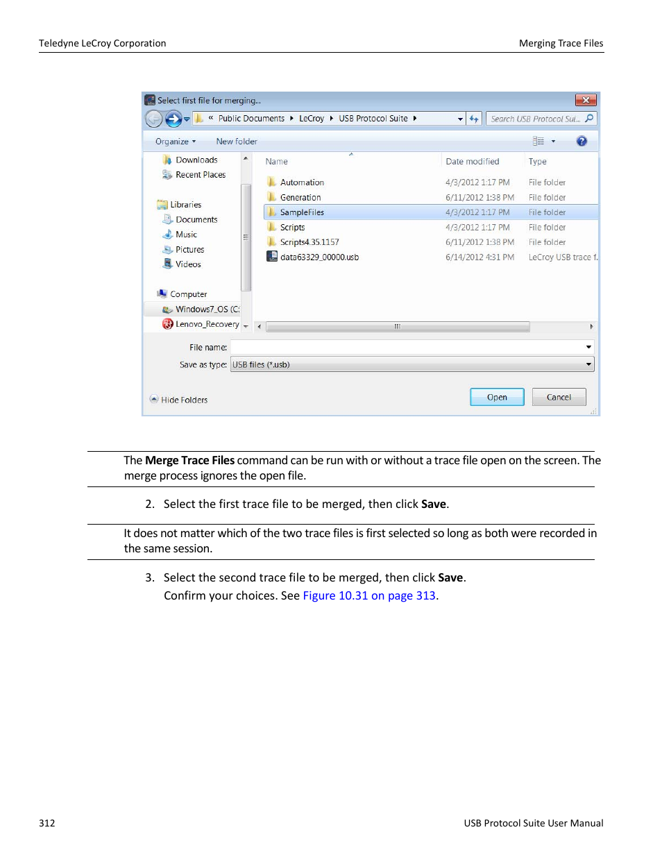 Teledyne LeCroy USB Protocol Suite User Manual (Voyager_Advisor T3_Mercury) User Manual | Page 312 / 414