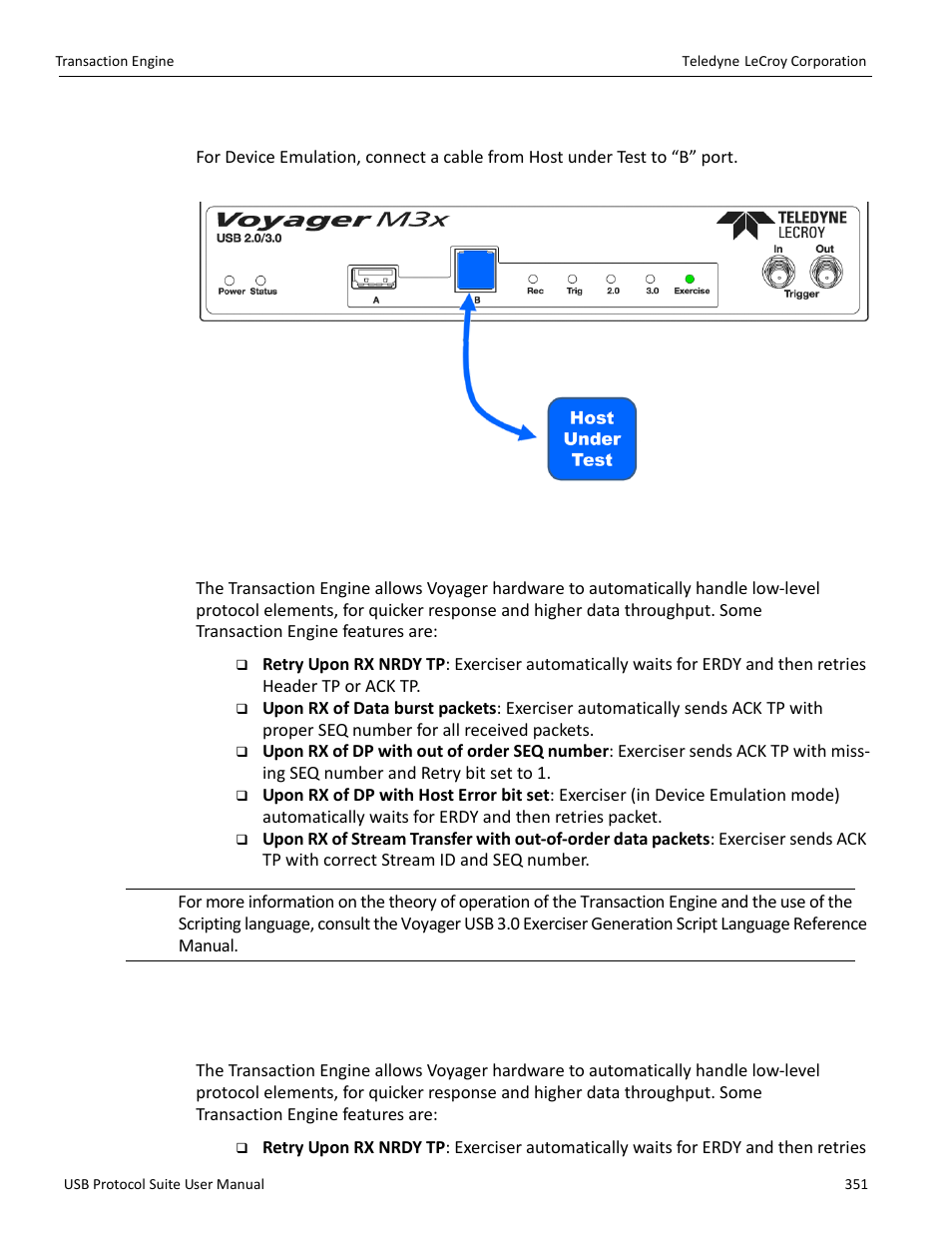 2 device emulation, 3 transaction engine, 4 transaction engine | Teledyne LeCroy USB Protocol Suite User Manual (Voyager_Advisor T3_Mercury) User Manual | Page 351 / 414