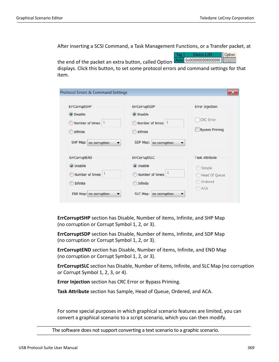 3 option button, Script scenarios | Teledyne LeCroy USB Protocol Suite User Manual (Voyager_Advisor T3_Mercury) User Manual | Page 369 / 414
