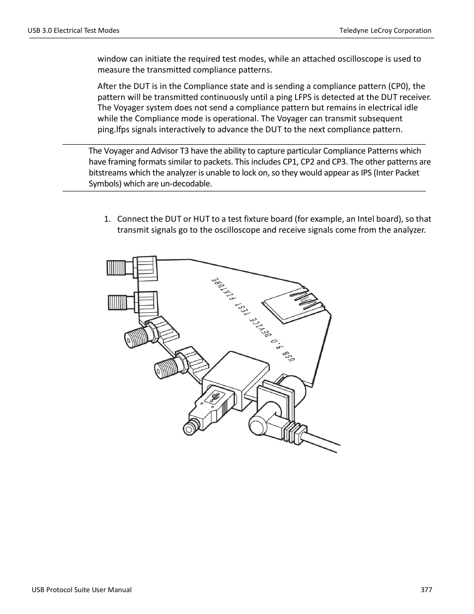 Compliance mode test procedure | Teledyne LeCroy USB Protocol Suite User Manual (Voyager_Advisor T3_Mercury) User Manual | Page 377 / 414