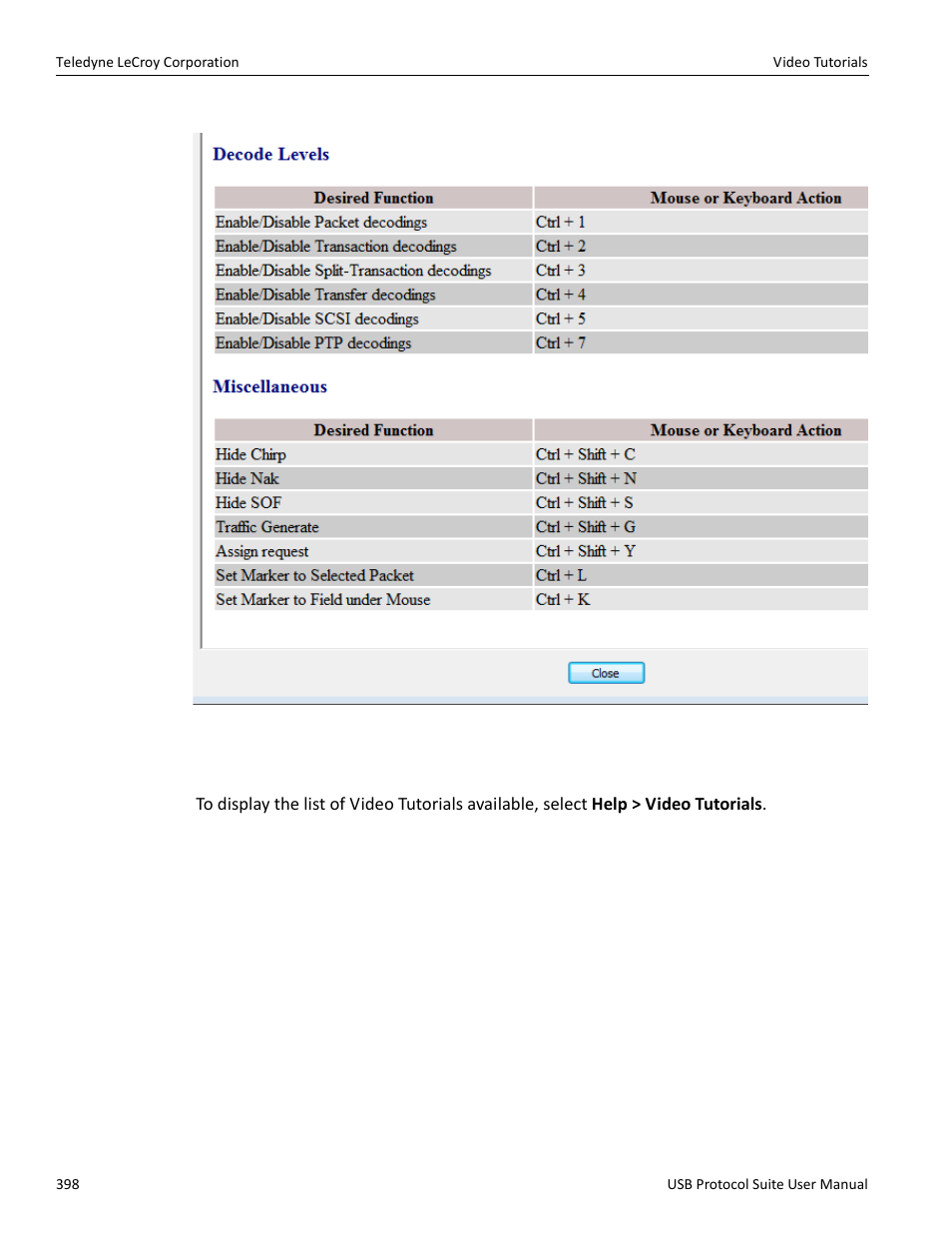 8 video tutorials | Teledyne LeCroy USB Protocol Suite User Manual (Voyager_Advisor T3_Mercury) User Manual | Page 398 / 414