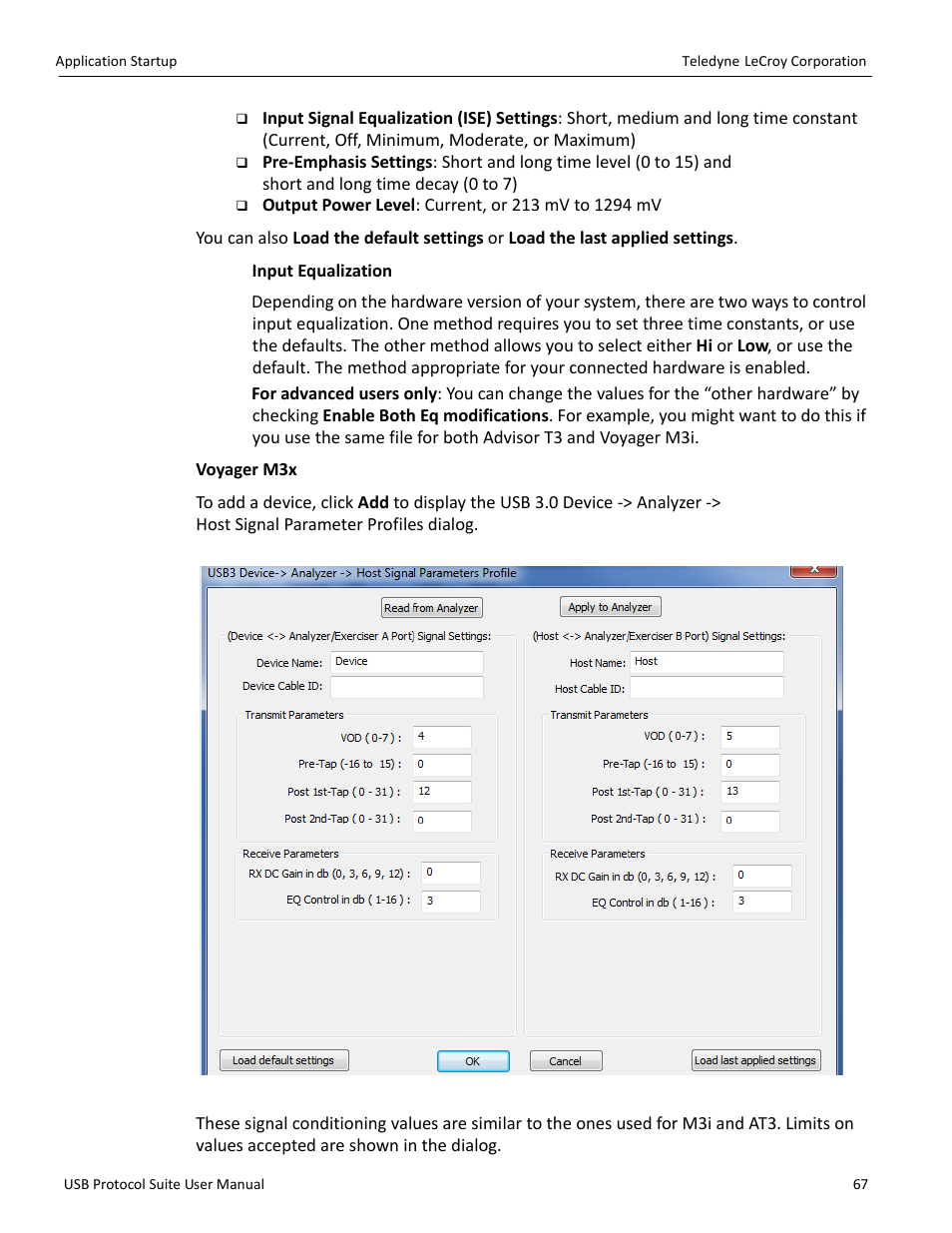 Input equalization | Teledyne LeCroy USB Protocol Suite User Manual (Voyager_Advisor T3_Mercury) User Manual | Page 67 / 414