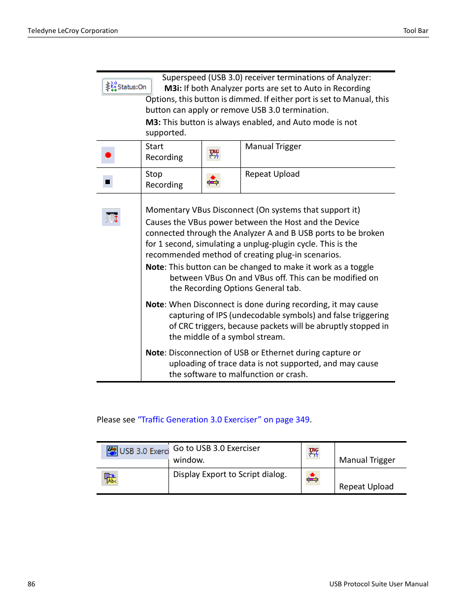 5 recording, 6 generator (traffic generation for usb 3) | Teledyne LeCroy USB Protocol Suite User Manual (Voyager_Advisor T3_Mercury) User Manual | Page 86 / 414