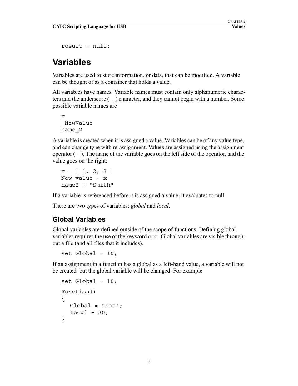 Variables, Global variables | Teledyne LeCroy USB Script Decode Manual User Manual | Page 11 / 90