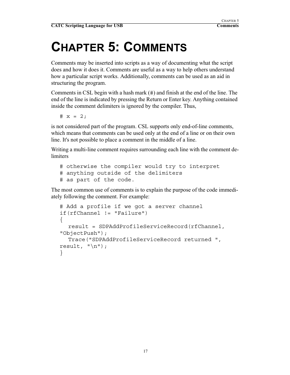 Chapter 5: comments, 5 comments, Hapter | Omments | Teledyne LeCroy USB Script Decode Manual User Manual | Page 23 / 90