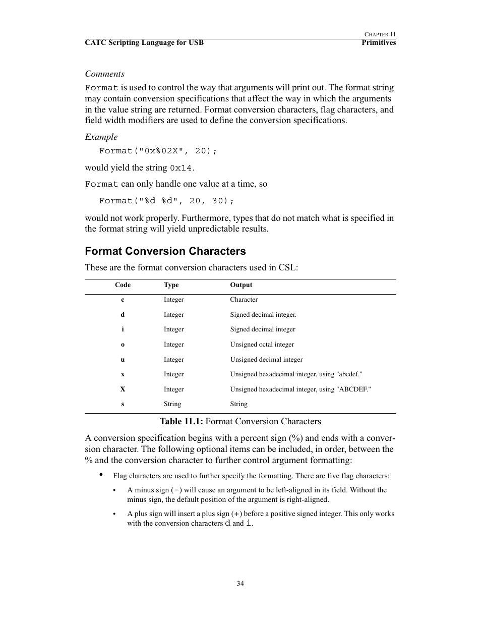 Format conversion characters | Teledyne LeCroy USB Script Decode Manual User Manual | Page 40 / 90