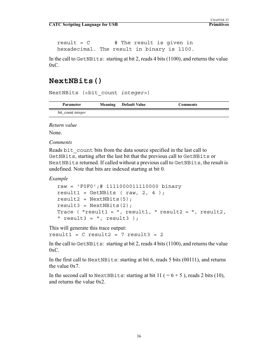 Nextnbits() | Teledyne LeCroy USB Script Decode Manual User Manual | Page 42 / 90