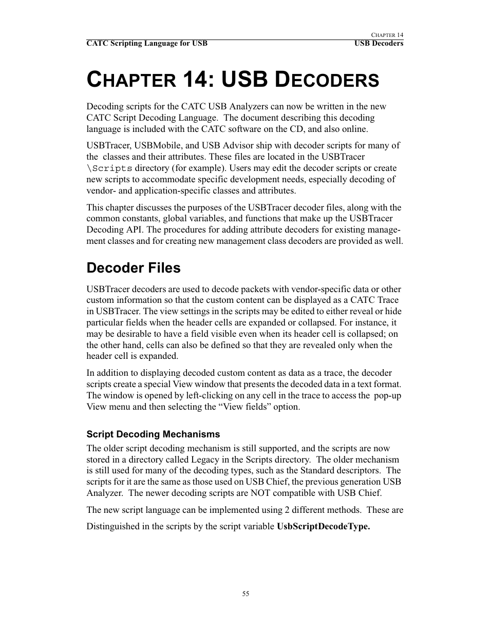Chapter 14: usb decoders, Decoder files, Script decoding mechanisms | 14 usb decoders, Usb d, Hapter, Ecoders | Teledyne LeCroy USB Script Decode Manual User Manual | Page 61 / 90