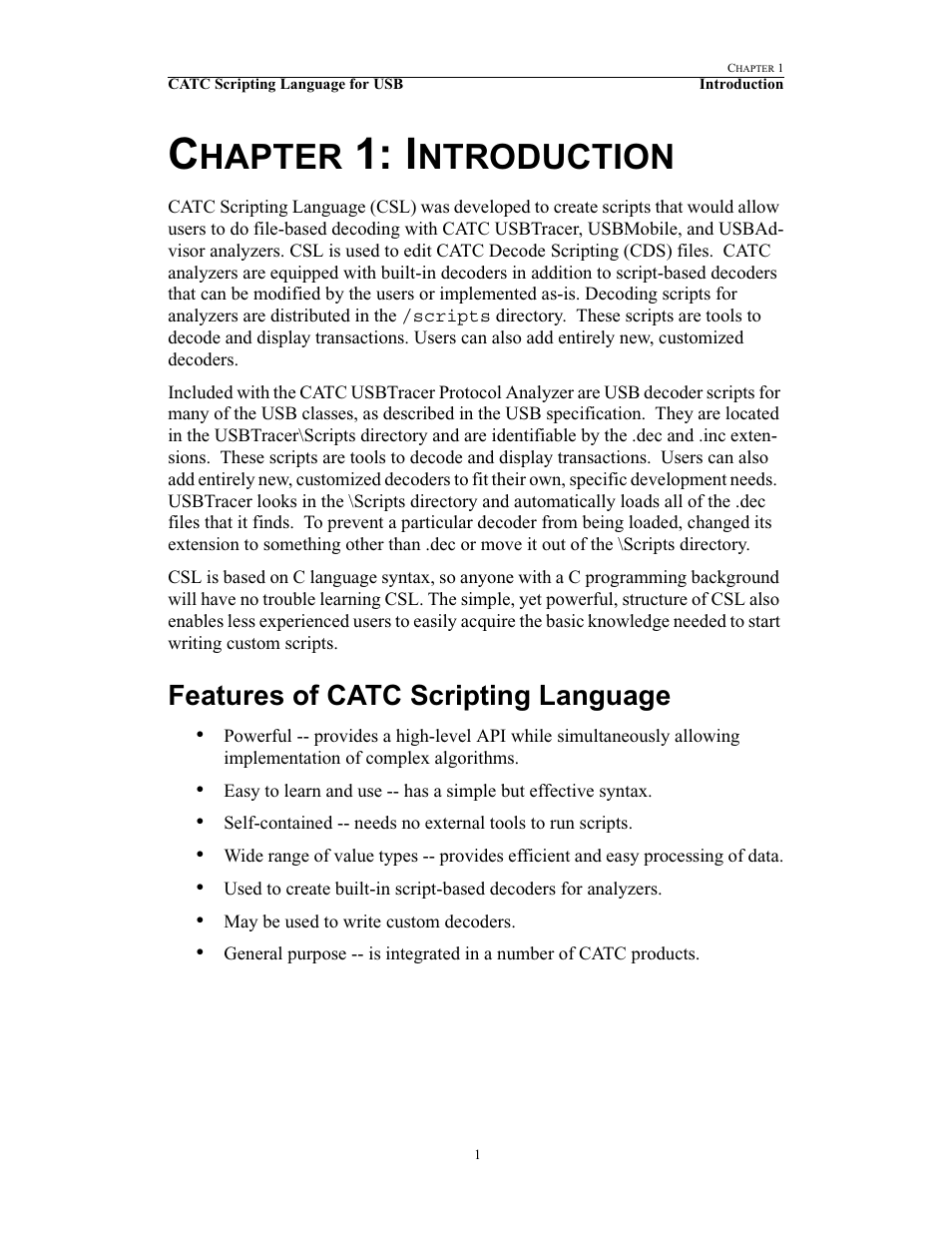 Chapter 1: introduction, Features of catc scripting language, Able of | Ontents, 1 introduction, Hapter, Ntroduction | Teledyne LeCroy USB Script Decode Manual User Manual | Page 7 / 90