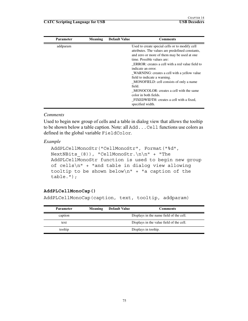 Addplcellmonocap() | Teledyne LeCroy USB Script Decode Manual User Manual | Page 81 / 90