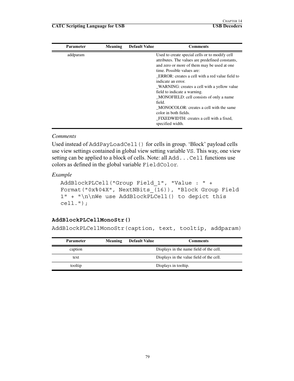 Addblockplcellmonostr() | Teledyne LeCroy USB Script Decode Manual User Manual | Page 85 / 90