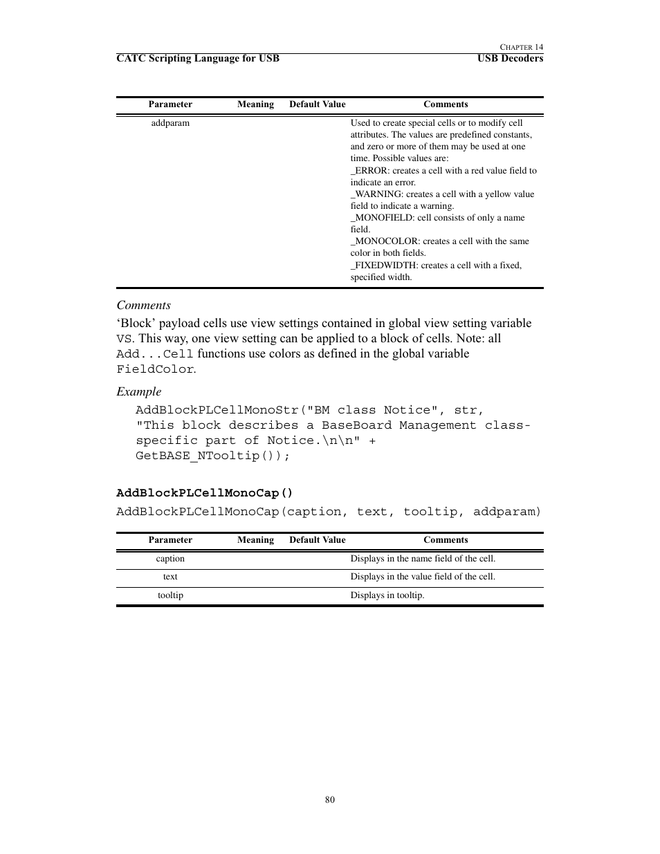Addblockplcellmonocap() | Teledyne LeCroy USB Script Decode Manual User Manual | Page 86 / 90