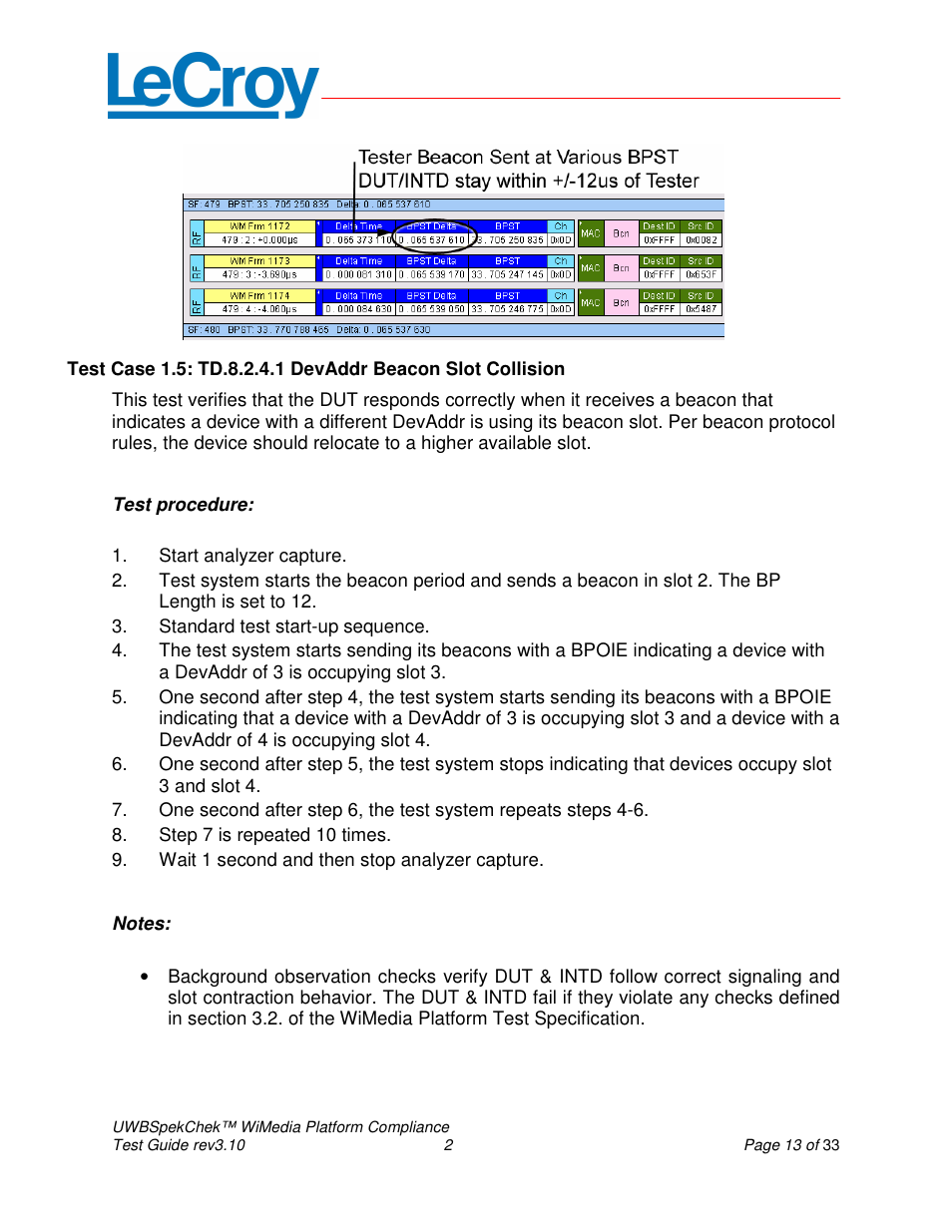 Teledyne LeCroy UWBSpekChek and WiMedia Platform Test User Guide User Manual | Page 13 / 33