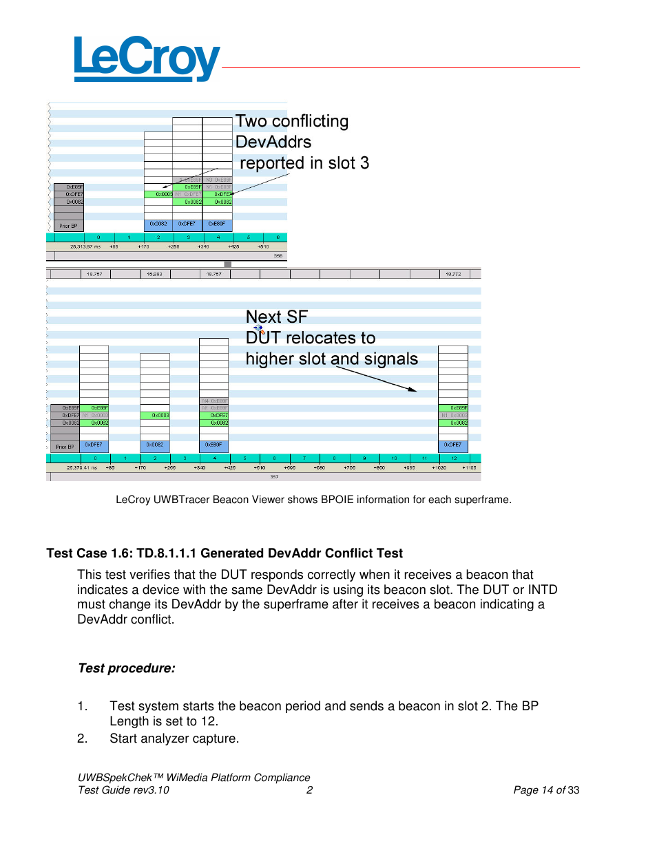 Teledyne LeCroy UWBSpekChek and WiMedia Platform Test User Guide User Manual | Page 14 / 33