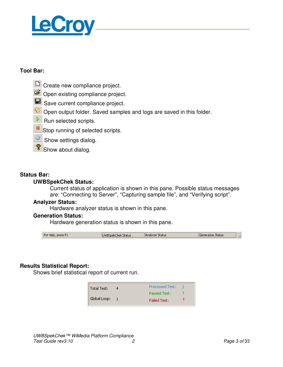 Teledyne LeCroy UWBSpekChek and WiMedia Platform Test User Guide User Manual | Page 3 / 33