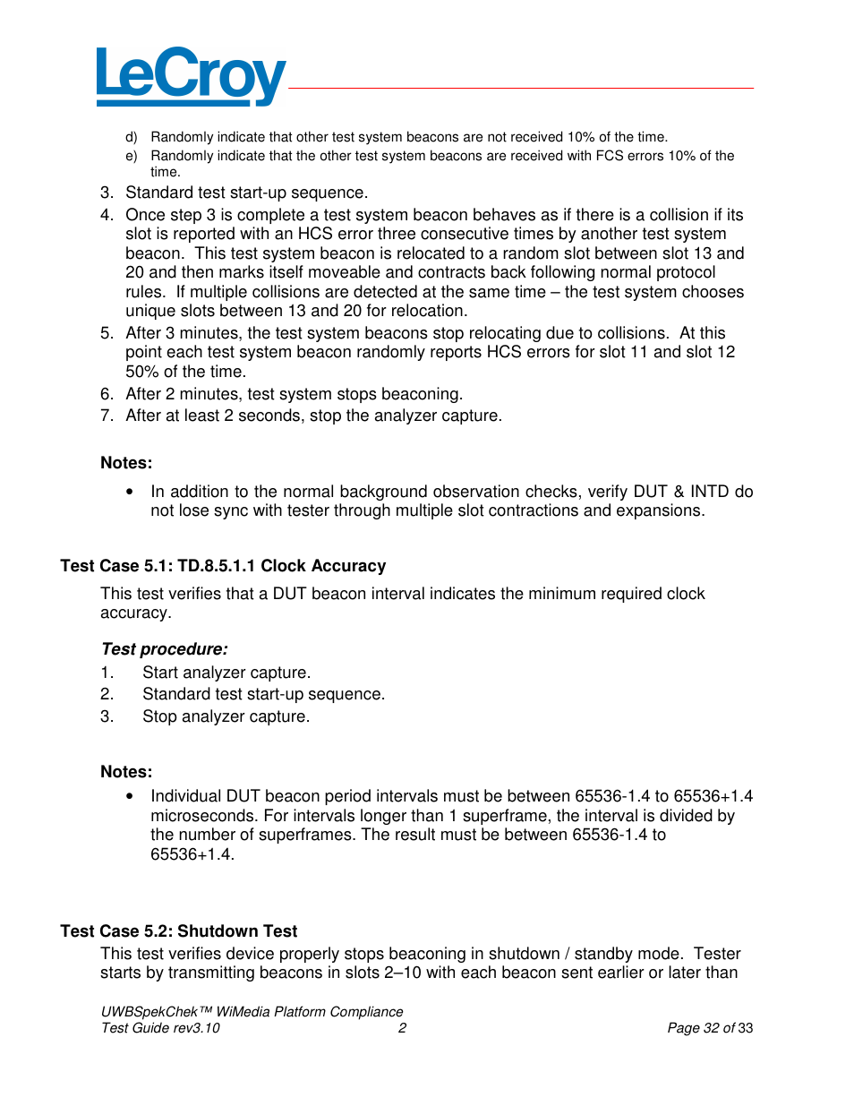 Teledyne LeCroy UWBSpekChek and WiMedia Platform Test User Guide User Manual | Page 32 / 33