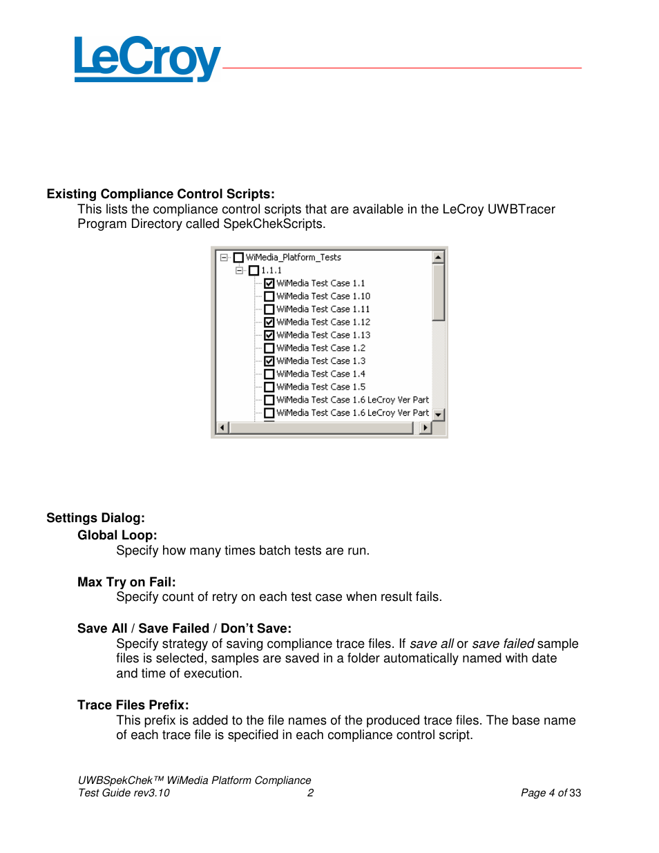 Teledyne LeCroy UWBSpekChek and WiMedia Platform Test User Guide User Manual | Page 4 / 33