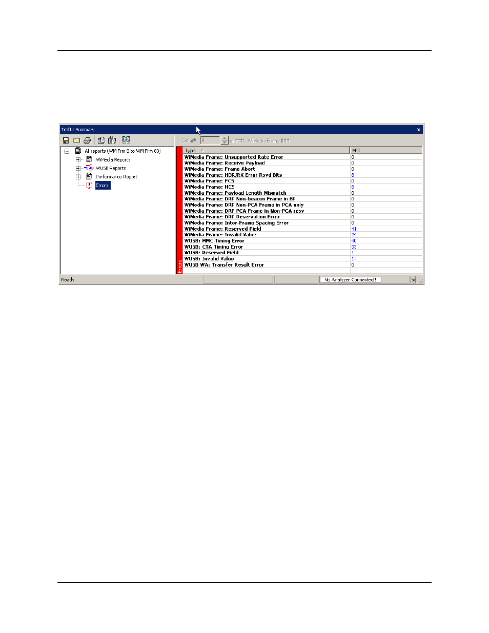 2 error summary, Figure 9.3 error summary display | Teledyne LeCroy UWBTracer User Manual User Manual | Page 125 / 334